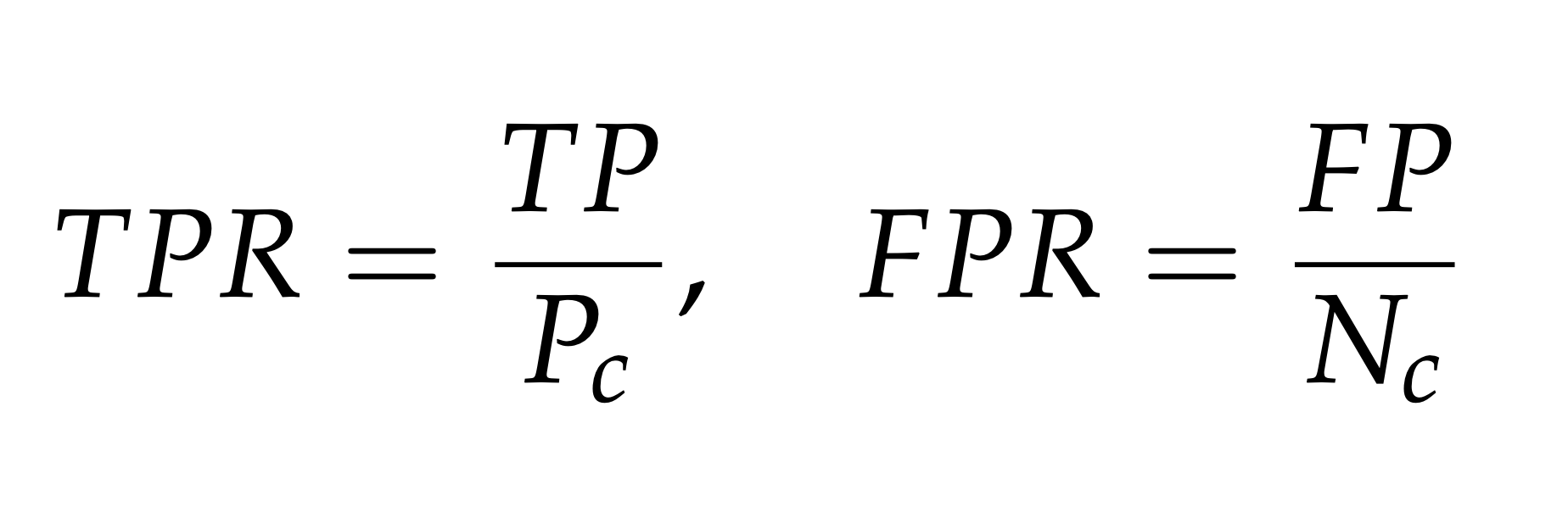 TPR and FPR equations